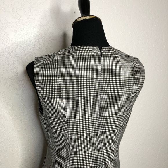Theory Helaina Portland black white micro plaid wool sleeveless dress size 4 - Picture 8 of 12